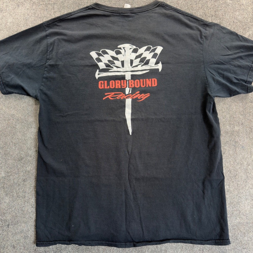 Vtg Fox Racing Glory Bound T-Shirt Mens Large Black Checkered Flag Moto Tee